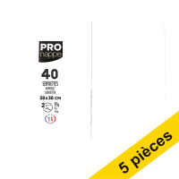 Offre : 5x ProNappe serviettes en papier 2 plis pliage 1/8 38 x 38 cm (40 pièces) - blanc