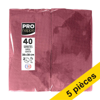 Offre : 5x ProNappe serviettes en papier 2 plis pliage 1/8 38 x 38 cm (40 pièces) - bordeaux