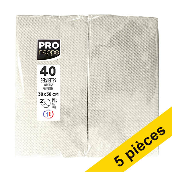 Offre : 5x ProNappe serviettes en papier 2 plis pliage 1/8 38 x 38 cm (40 pièces) - ivoire 404817 - 1