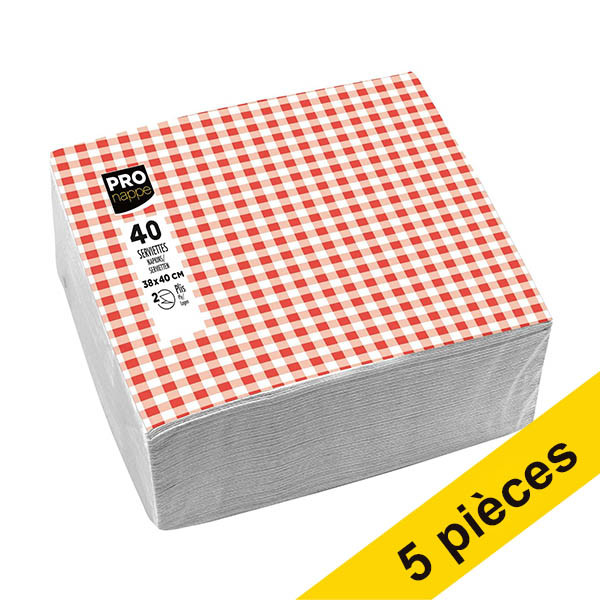 Offre : 5x ProNappe serviettes en papier vichy 2 plis 38 x 40 cm (40 pièces) 404813 - 1