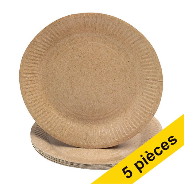 Offre : 5x ProNappe assiette jetable en carton 23 cm (20 pièces) - kraft 404833 - 1