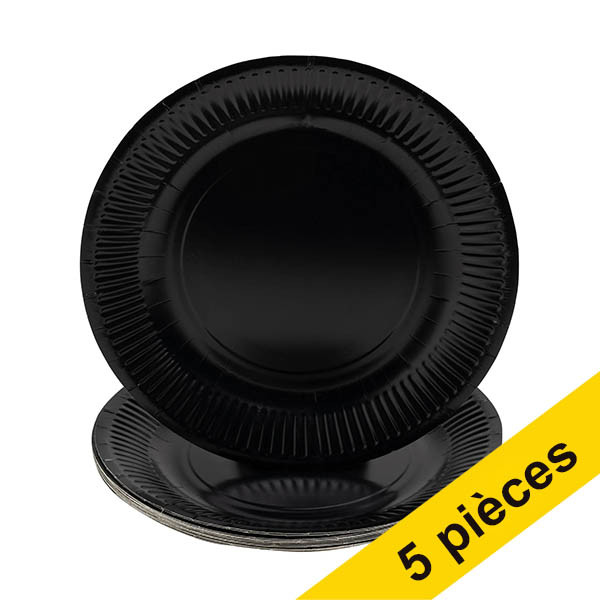 Offre : 5x ProNappe assiette jetable en carton 23 cm (20 pièces) - noir 404835 - 1