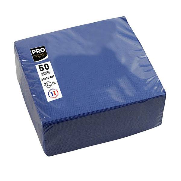 ProNappe serviettes en papier 2 plis 20 x 20 cm (50 pièces) - bleu marine 404798 - 1