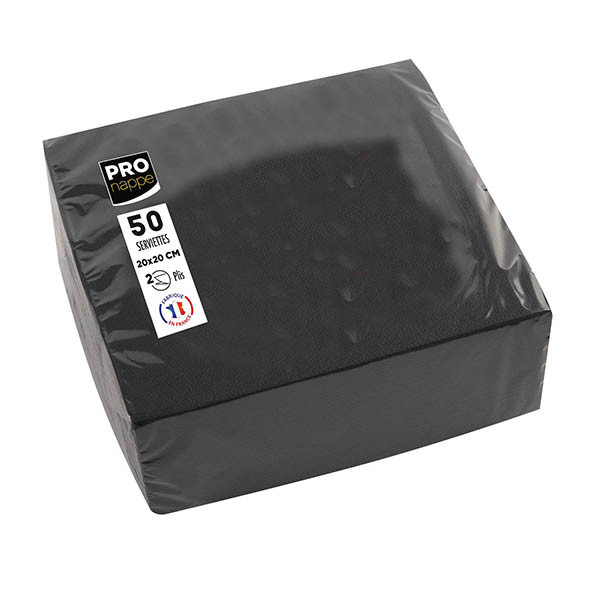 ProNappe serviettes en papier 2 plis 20 x 20 cm (50 pièces) - noir 404800 - 1