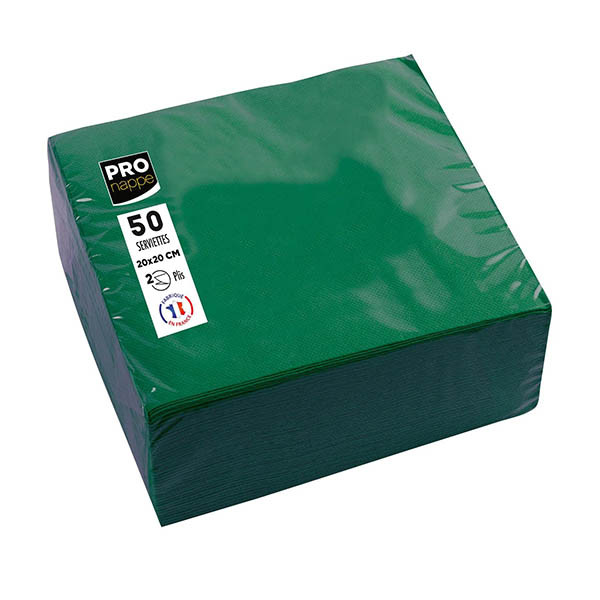 ProNappe serviettes en papier 2 plis 20 x 20 cm (50 pièces) - vert 404794 - 1