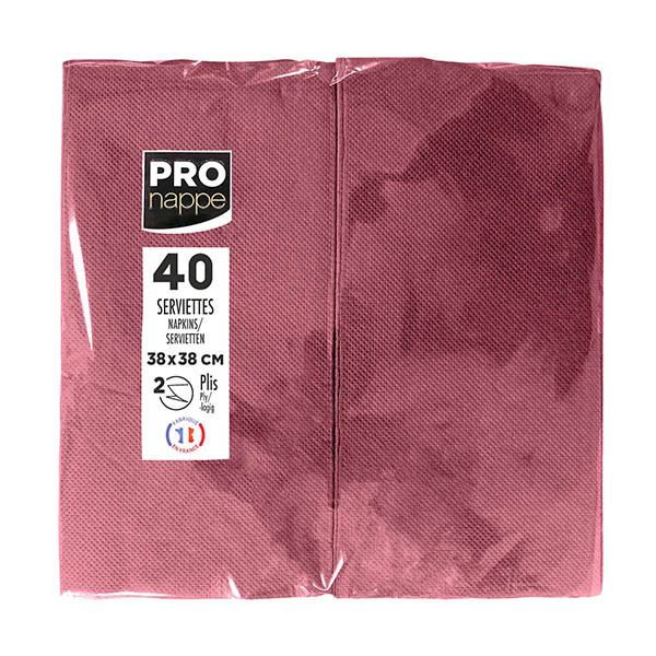 ProNappe serviettes en papier 2 plis pliage 1/8 38 x 38 cm (40 pièces) - bordeaux 404818 - 1