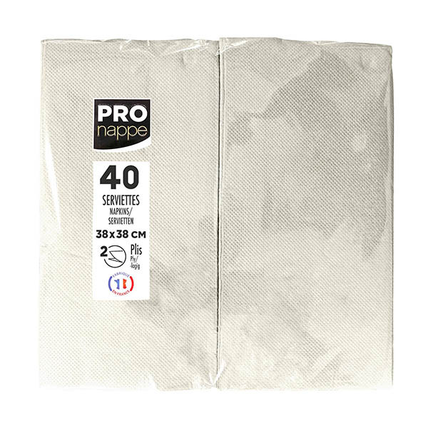 ProNappe serviettes en papier 2 plis pliage 1/8 38 x 38 cm (40 pièces) - ivoire 404816 - 1