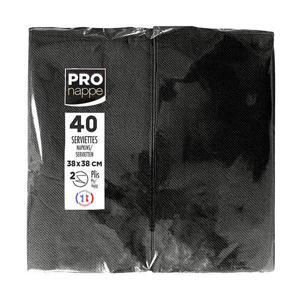 ProNappe serviettes en papier 2 plis pliage 1/8 38 x 38 cm (40 pièces) - noir 404820 - 1