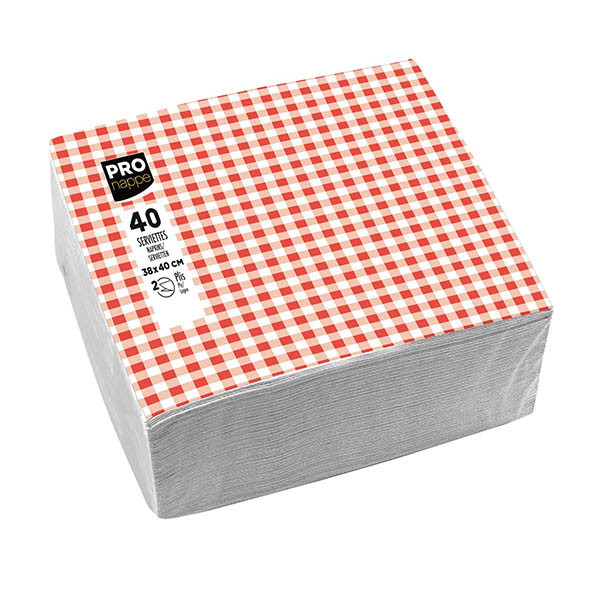 ProNappe serviettes en papier vichy 2 plis 38 x 40 cm (40 pièces) 404812 - 1