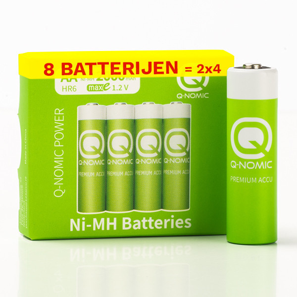 Q-Nomic Power piles rechargeables AA / HR6 Ni-Mh (8 pièces, 2000 mAh) AQN00091 - 1