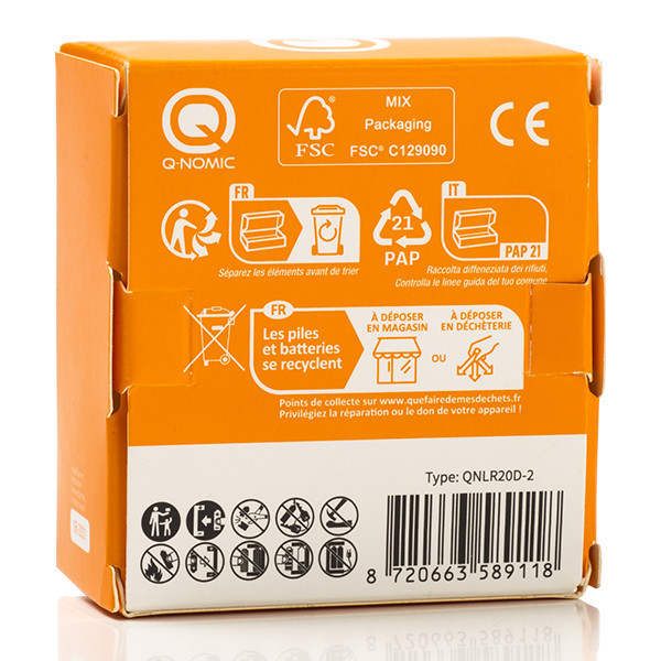Q-Nomic pile D alcaline 1,5 V 2 pièces AQN00017 - 5
