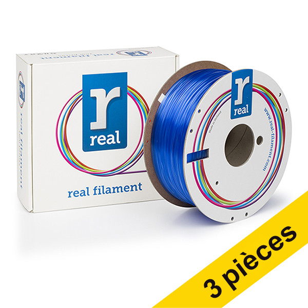 REAL Offre: 3x REAL filament 1,75 mm PETG 1 kg - bleu transparent  135624 - 1