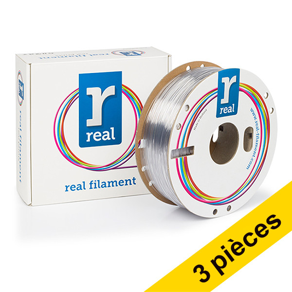 REAL Offre : 3x REAL filament 1,75 mm PETG 1 kg - transparent  135623 - 1