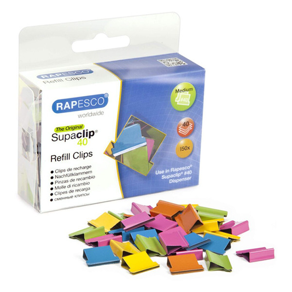 Rapesco Supaclip 40 pince à papier recharge (150 pièces) - assorti CP15040M 202087 - 1