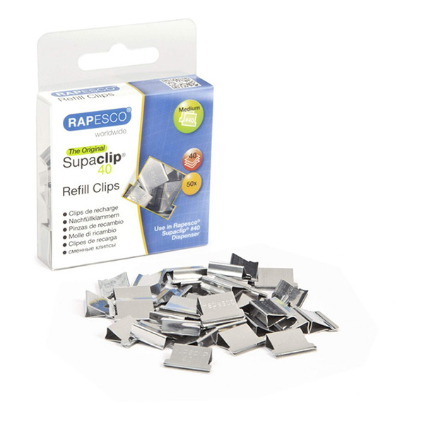 Rapesco Supaclip 40 pince à papier recharge (50 pièces) - acier inoxydable RC4050SS 202088 - 1