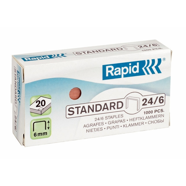 Rapid 24/6 agrafes standard avec revêtement en cuivre (1000 pièces) 24855700 202002 - 1