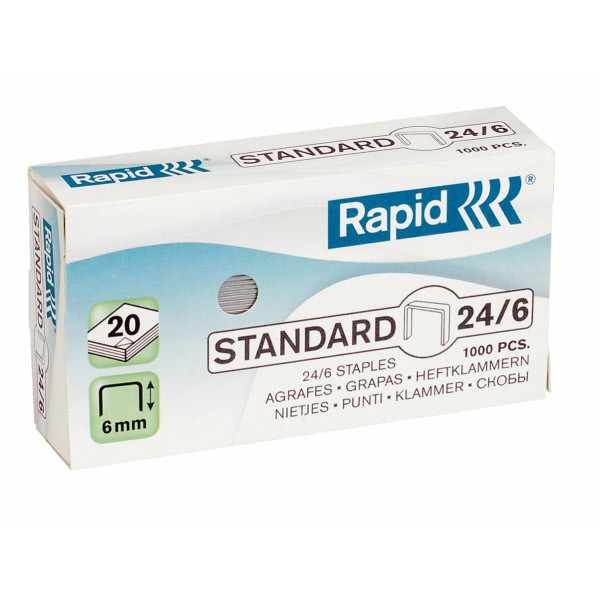 Rapid 24/6 agrafes standard galvanisées (1000 pièces) 24855600 202000 - 1