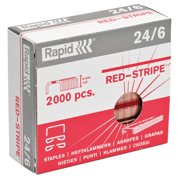 Rapid 24/6 agrafes strong bandes rouges (2000 pièces) 11700245 202028 - 1