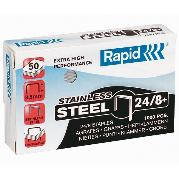 Rapid Agrafes Rapid 24/8+ Super Strong en acier inoxydable (1000 pièces) 24858300 202022 - 1