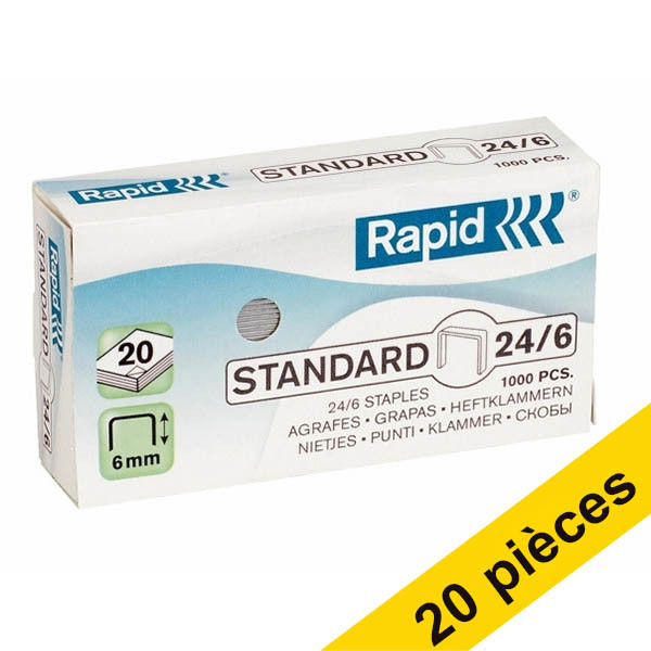 Offre : 20x Rapid 24/6 agrafe standard galvanisée (1000 pièces) 200065 - 1