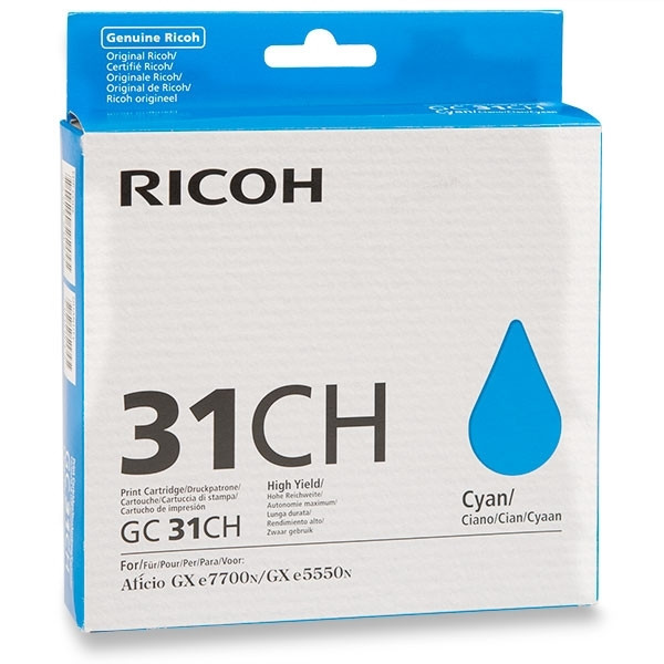 Ricoh GC-31CH cartouche de gel cyan haute capacité (d'origine) 405702 073808 - 1