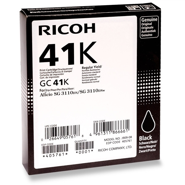 Ricoh GC-41K cartouche de gel haute capacité (d'origine) - noir 405761 073790 - 1