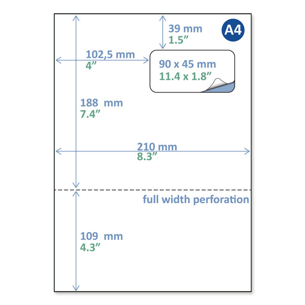 Rillstab étiquette de bordereau de livraison/retour A4 90 x 45 mm (100 feuilles) 89173 068134 - 1