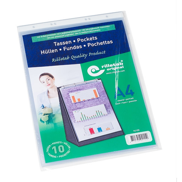 Rillstab pochettes pour classeur chevalet A4 portrait (10 pièces) 4 trous 068064 - 1