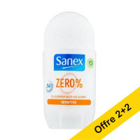Offre : 4x Sanex Zero déodorant roll-on peaux sensibles (50 ml) SSA06107