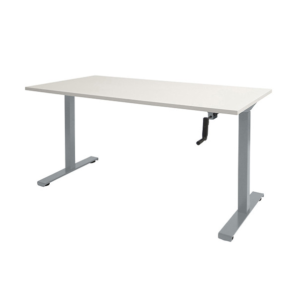 Schaffenburg Dextro Slinger bureau assis-debout piètement aluminium plateau blanc craie  140 x 80 cm DEX-148-HVS-WIRA-M25 415255 - 1