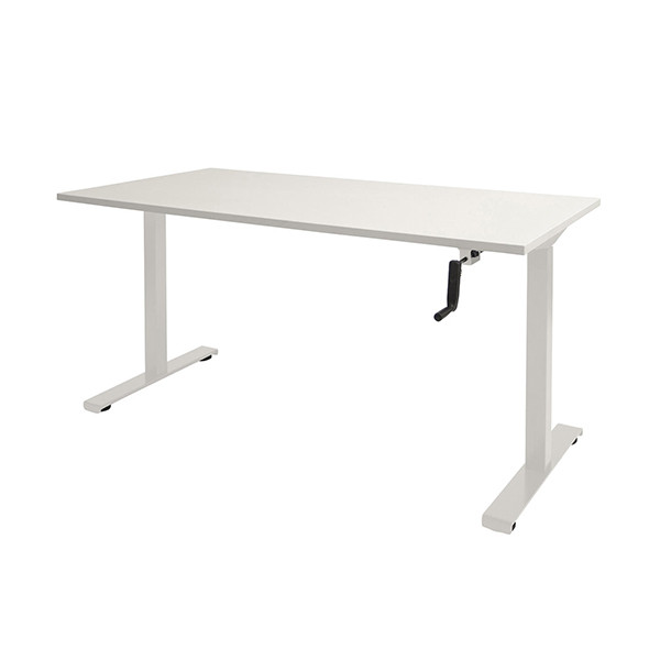 Schaffenburg Dextro Slinger bureau assis-debout piètement blanc plateau blanc craie 140 x 80 cm DEX-148-HVS-WIRW-M25 415259 - 1