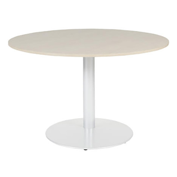 Schaffenburg Linesto table de conférence ronde piètement blanc plateau chêne lindberg 120 cm de large T-V120-LERW-M25 415227 - 1