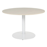 Schaffenburg Linesto table de conférence ronde piètement blanc plateau chêne lindberg 120 cm de large T-V120-LERW-M25 415227