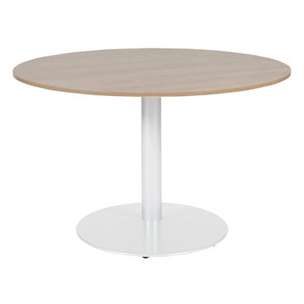 Schaffenburg Linesto table de conférence ronde piètement blanc plateau merisier clair 120 cm de large T-V120-HAVW-M25 415226 - 1