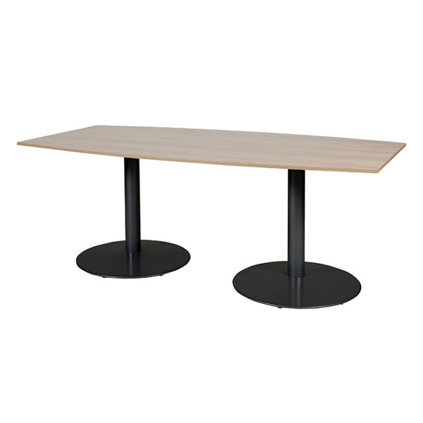 Schaffenburg Linesto table de conférence tonneau piètement noir plateau merisier clair 100 x 200 cm T-C2010-HAVZ-M25 415229 - 1