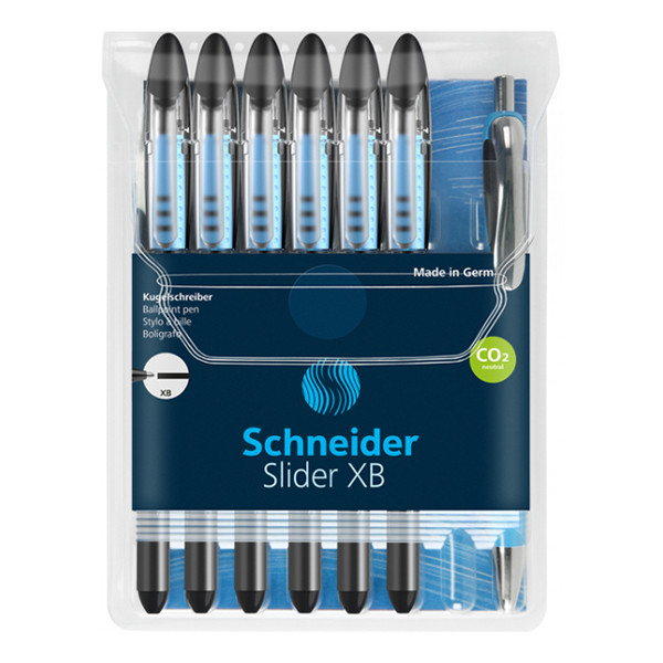 Schneider Slider Basic XB stylo à bille - noir (6 pièces) + Slider Rave stylo à bille - noir (1 pièce) S-151276 217262 - 1