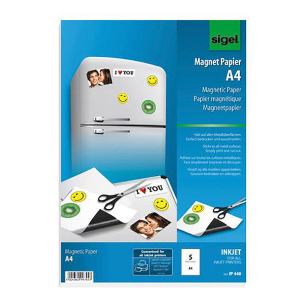 Sigel Papier magnétique mat A4 (5 feuilles) ip440 208927 - 1