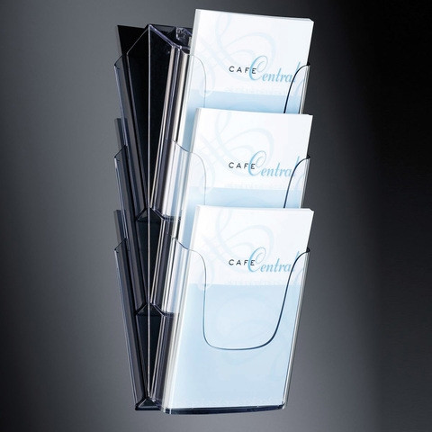 Sigel porte-brochures mural en acrylique A4 avec 3 compartiments SI-LH135 208708 - 1