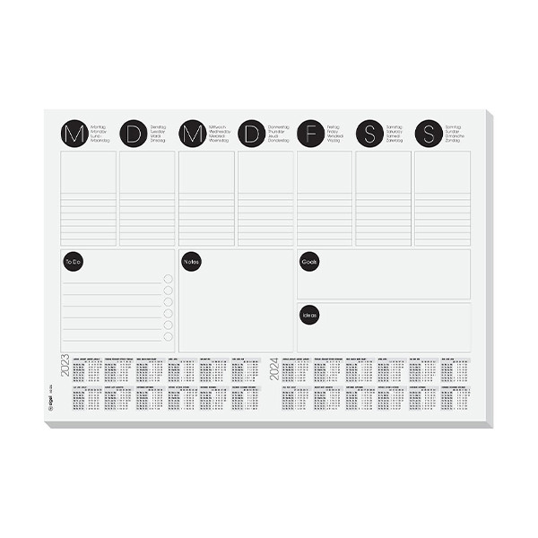 Sigel SY459 Sous-main bloc papier calendriers sur 2 Ans/Semainier 40 feuilles 59,5 x 41 cm Noir/Blanc