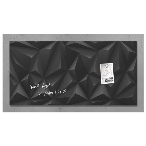 Sigel tableau en verre magnétique (91 x 46 cm) - diamant noir SI-GL261 208831 - 1