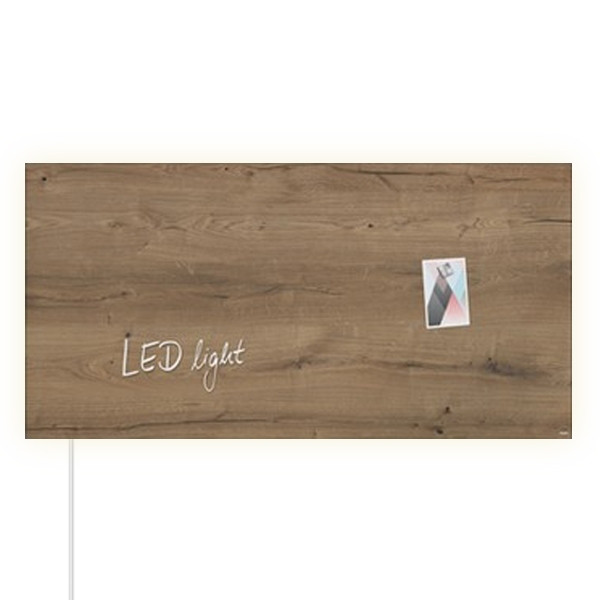 Sigel tableau en verre magnétique LED (91 x 46 cm) - bois naturel SI-GL408 208860 - 1