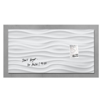 Sigel tableau en verre magnétique motif vagues (91 x 46 cm) - blanc 208830