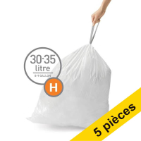 Offre : 5x Simplehuman sacs-poubelle à lien coulissant code H 30-35 litres (20 pièces)
