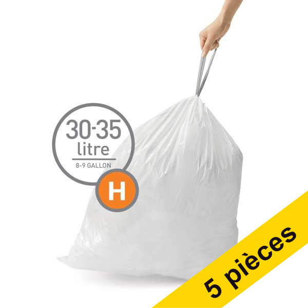 Offre : 5x Simplehuman sacs-poubelle avec lien coulissant code H 30-35 litres (20 pièces) SSI06055 - 1