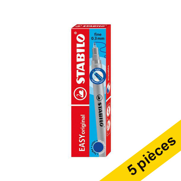 Stabilo Offre : 5x Stabilo Easy Original recharges de stylo roller fin (3 pièces) - bleu  200120 - 1