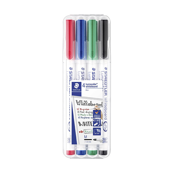 Staedtler Lumocolor 301 marqueur pour tableau blanc 4 pièces (1 mm ogive) - couleurs assorties 301WP4 209622 - 1