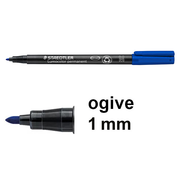 Staedtler Lumocolor 317 marqueur permanent (1 mm ogive) - bleu 317-3 424743 - 1