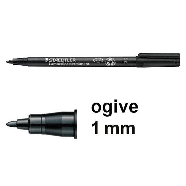 Staedtler Lumocolor 317 marqueur permanent (1 mm ogive) - noir 317-9 424741 - 1