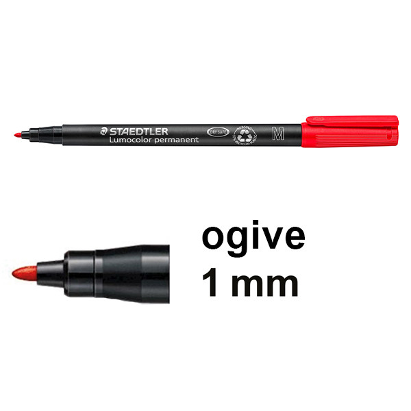 Staedtler Lumocolor 317 marqueur permanent (1 mm ogive) - rouge 317-2 424742 - 1