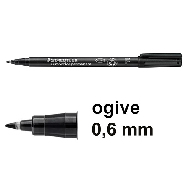 Staedtler Lumocolor 318 marqueur permanent (0,6 mm ogive) - noir 318-9 424733 - 1